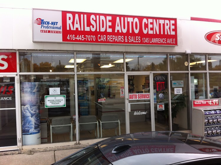 Railside Auto Centre storefront on Lawrence Avenue East